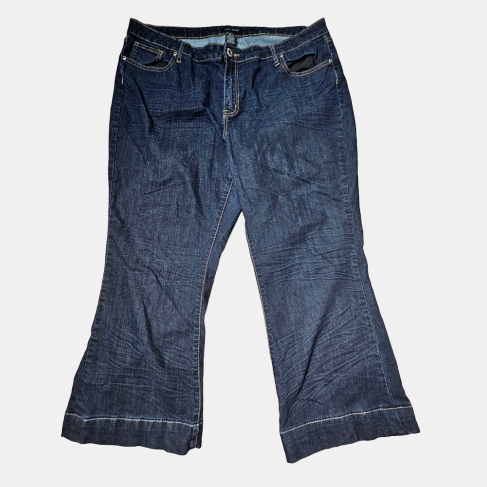 Ashley Stewart‎ Bootcut Capri Denim Jeans Cropped 20x26 Dark Wash Cotton Blend